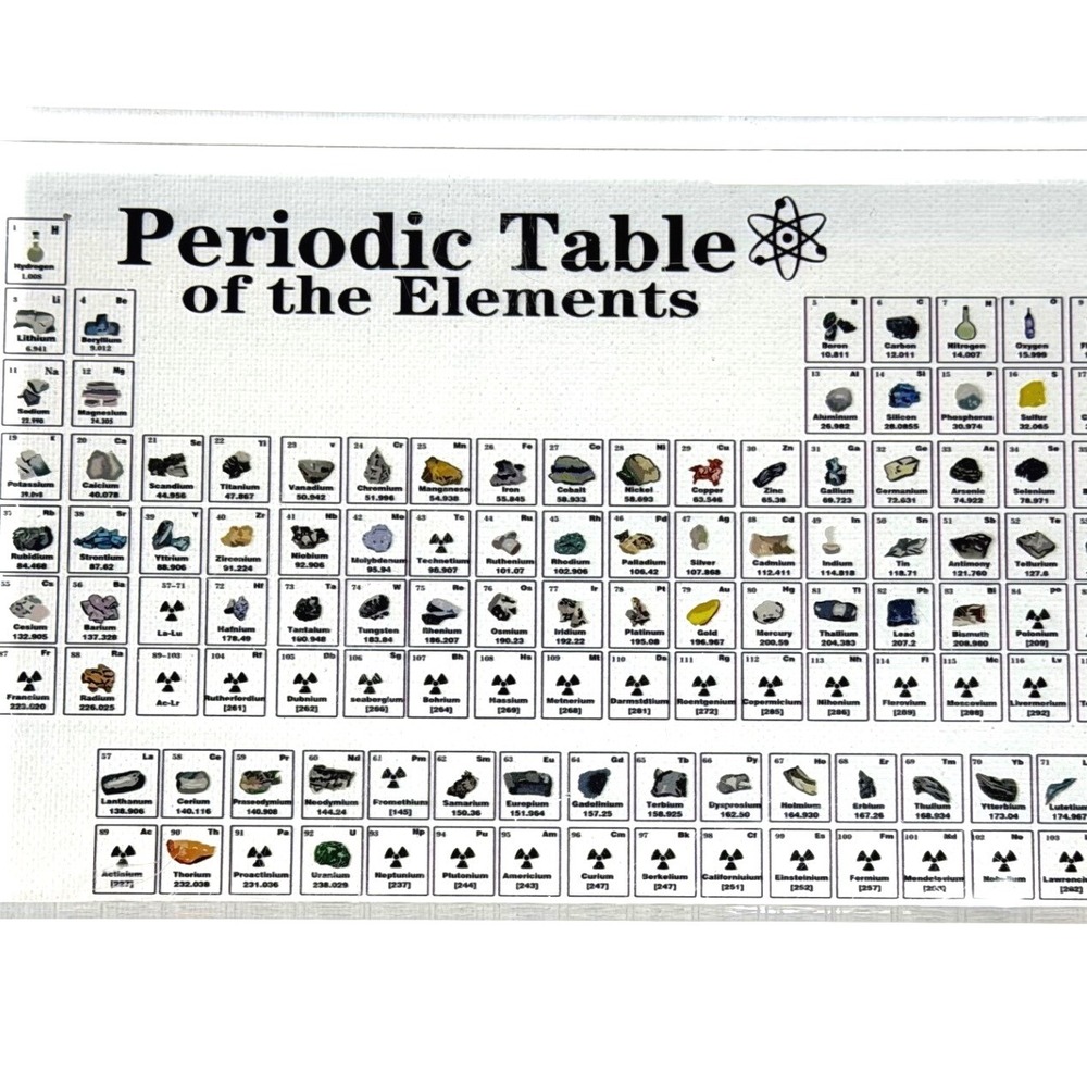 Periodic Table of Elements Acrylic Display Block Real Samples Science Decor